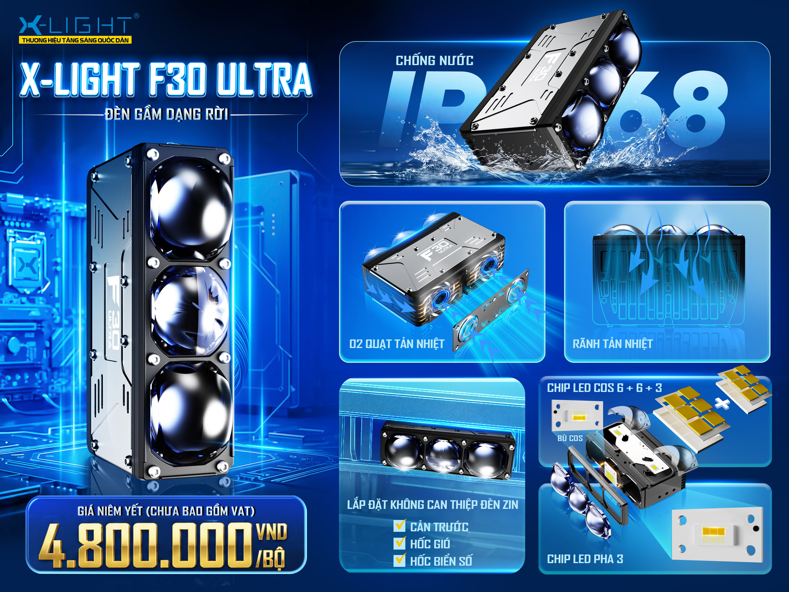 Đèn gầm lắp rời X-Light F30 Ultra